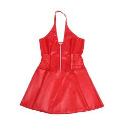 SUBBLIME 957728 VESTIDO DE CUERO CON CREMALLERA Y ENCAJE ROJO S M