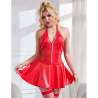 SUBBLIME 957728 VESTIDO DE CUERO CON CREMALLERA Y ENCAJE ROJO S M