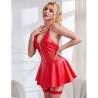 SUBBLIME 957728 VESTIDO DE CUERO CON CREMALLERA Y ENCAJE ROJO S M