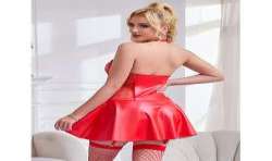 SUBBLIME 957728 VESTIDO DE CUERO CON CREMALLERA Y ENCAJE ROJO S M