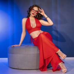 CHILIROSE CR 4857 SET TOP Y PANTALONES ROJO TALLA S