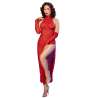 CHILIROSE CR 4853 VESTIDO ROJO DE ENCAJE CON GUANTES S M