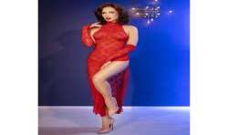 CHILIROSE CR 4853 VESTIDO ROJO DE ENCAJE CON GUANTES S M