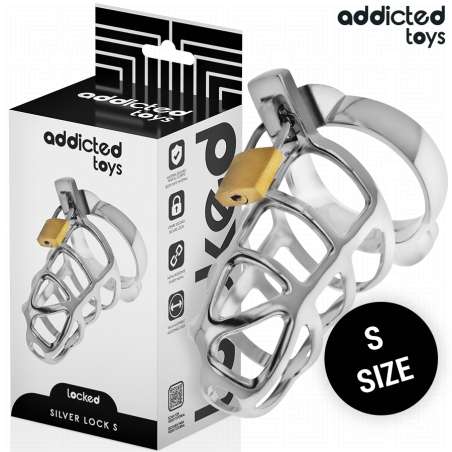 ADDICTED TOYS LOCKED SILVER LOCK JAULA PARA PENE DE METAL TALLA S