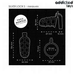 ADDICTED TOYS LOCKED SILVER LOCK JAULA PARA PENE DE METAL TALLA S