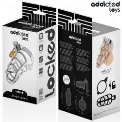 ADDICTED TOYS LOCKED SILVER LOCK JAULA PARA PENE DE METAL TALLA S