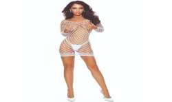 PASSION BS108 BODYSTOCKING REJILLA BLANCO