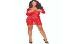 PASSION BS110 BODYSTOCKING PUNTOS ROJO