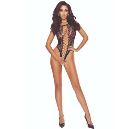 PASSION BS112 BODYSTOCKING ENCAJE NEGRO