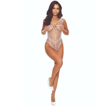 PASSION BS114 BODYSTOCKING REJILLA BLANCO