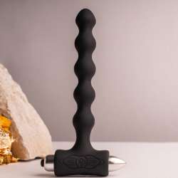 ROCKS OFF PETITE SENSATIONS PEARLS PLUG ANAL VIBRADOR NEGRO