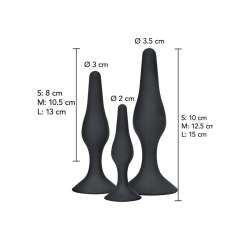 TOYJOY ANAL PLAY CURVY COMPANIONS PLUG ANAL 3 PIEZAS NEGRO