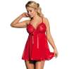 SUBBLIME BABYDOLL ROJO CON LAZO Y DETALLES BRILLANTES L XL