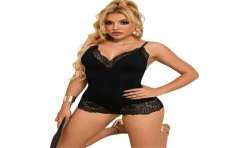 SUBBLIME TEDDY DETALLE ENCAJE FLORAL NEGRO L XL