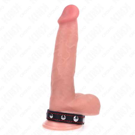 KINK ANILLO PENE CUERO CON CIERRE A PRESIaN FORRO ROJO 21 X 15 CM