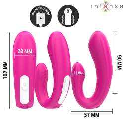 INTENSE JANET ESTIMULADOR Y VIBRADOR DUAL EN FORMA DE U CON CONTROL REMOTO ROSA