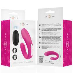INTENSE JANET ESTIMULADOR Y VIBRADOR DUAL EN FORMA DE U CON CONTROL REMOTO ROSA