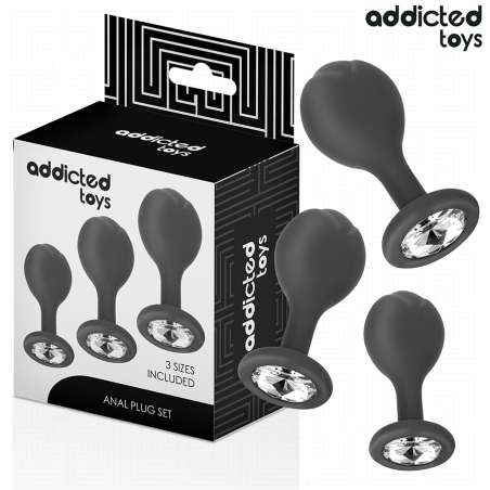 ADDICTED TOYS SET DE 3 PLUG SILICONA ANAL CON JOYA
