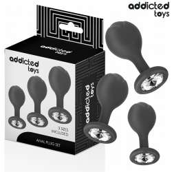 ADDICTED TOYS SET DE 3 PLUG SILICONA ANAL CON JOYA
