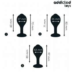 ADDICTED TOYS SET DE 3 PLUG SILICONA ANAL CON JOYA