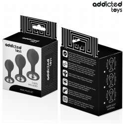 ADDICTED TOYS SET DE 3 PLUG SILICONA ANAL CON JOYA