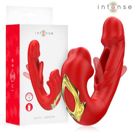 INTENSE NATHY VIBRADOR DOBLE CON BOCA ESTIMULADORA MULTIFUNCIaN ROJO