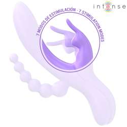 INTENSE MIKO TRIPLE VIBRADOR RABBIT ESTIMULADOR ANAL 7 VIBRACIONES MORADO