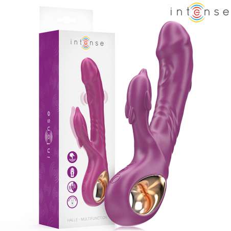 INTENSE HALLE VIBRADOR MULTIFUNCIaN CON LENGUA ESTIMULADORA EN FORMA DE DELFaN MORADO