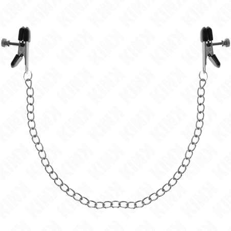 KINK PINZAS PARA PEZONES PLANAS NEGRO CON CADENA PLATEADO 34 CM