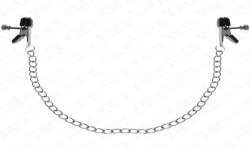KINK PINZAS PARA PEZONES PLANAS NEGRO CON CADENA PLATEADO 34 CM