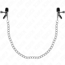 KINK PINZAS PARA PEZONES PLANAS NEGRO CON CADENA PLATEADO 34 CM