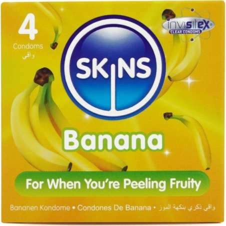 SKINS PRESERVATIVOS PREMIUM SABOR PLaTANO PACK 4