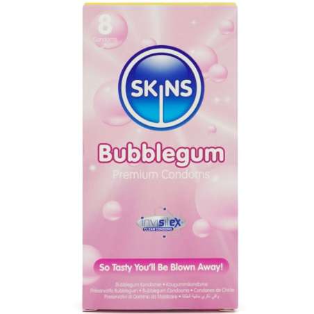 SKINS PRESERVATIVOS PREMIUM SABOR CHICLE PACK 8