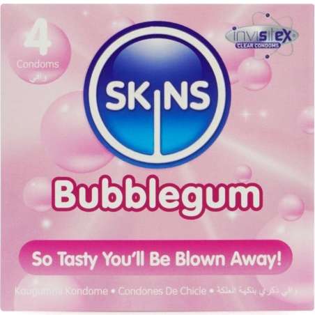 SKINS PRESERVATIVOS PREMIUM SABOR CHICLE PACK 4