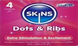 SKINS DOTS RIBS PRESERVATIVOS PREMIUM PACK 4