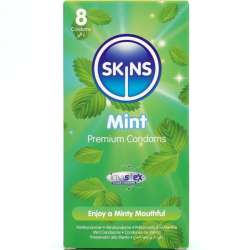 SKINS PRESERVATIVOS PREMIUM SABOR MENTA PACK 8