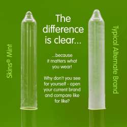 SKINS PRESERVATIVOS PREMIUM SABOR MENTA PACK 4