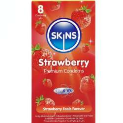 SKINS PRESERVATIVOS PREMIUM SABOR FRESA PACK 8