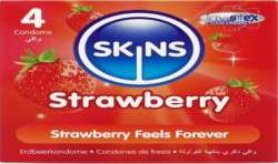 SKINS PRESERVATIVOS PREMIUM SABOR FRESA PACK 4