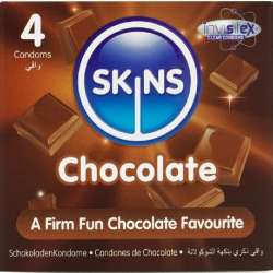SKINS PRESERVATIVOS PREMIUM SABOR CHOCOLATE PACK 4
