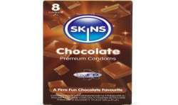 SKINS PRESERVATIVOS PREMIUM SABOR CHOCOLATE PACK 8