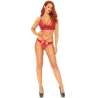 LEG AVENUE SET 2 PIEZAS CON TANGA DOBLE TIRANTA M L ROJO