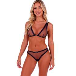 PASSION BELISSANA SET SUJETADOR TANGA AZUL L XL