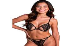 PASSION RESILQUE SET SUJETADOR TANGA NEGRO S M