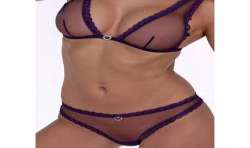 PASSION BELISSANA SET SUJETADOR TANGA VIOLETA L XL