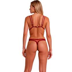 PASSION BELISSANA SET SUJETADOR TANGA BURDEOS S M