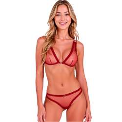 PASSION BELISSANA SET SUJETADOR TANGA BURDEOS L XL