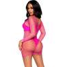 LEG AVENUE VESTIDO DE REJILLA MANGA LARGA FUCSIA TALLA aNICA