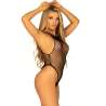 LEG AVENUE BODY DE TIRANTES TIPO TANGA DE REJILLA TALLA aNICA NEGRO