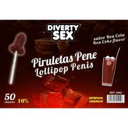 DIABLO GOLOSO 50 PIRULETAS PENE RON COLA 10 ALCOHOL